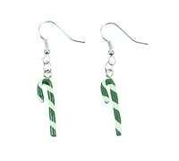 Miniblings Zuckerstange Ohrringe Hänger Candy Lutscher Weihnachten grün weiß - Handmade Modeschmuck I Ohrhänger Ohrschmuck versilbert