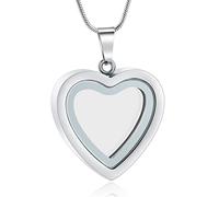 Minicremation Urnen-Halskette aus Glas für Asche für Damen und Herren, Edelstahl, personalisierbar, Schmuck, Gedenkmedaillons für Asche, Andenken, Beerdigungsanhänger, Edelstahl, Kein Edelstein