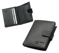 Minigeldbörse Leder Herren schwarz mit RFID Schutz, kleine Herren Mini Geldbörse klein, Mini-Geldbeutel schwarz Portemonnaie flaches schlankes schmales Portmonee Männer