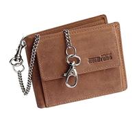 Minigeldbörse Leder mit Kette Herren Mini Geldbörse Geldbeutel Jungen Männer Geldbörse mit Kette klein Mini Kartenetui Slim Wallet