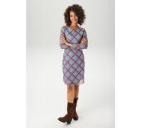 Minikleid ANISTON CASUAL, Damen, Gr. 34, N-Gr, braun (dunkelbraun, braun, blau, hellblau, sand), Mesh, Obermaterial: 95% Polyester, 5% Elasthan. Futter: 100% Polyester, kariert, figurbetont kniefrei,