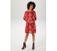 Minikleid ANISTON CASUAL, Damen, Gr. 46, N-Gr, schwarz-weiß (bordeaux, rot, orange, beige, rosa, braun, schwarz, weiß), Georgette, Obermaterial: 100% Polyester, bedruckt, gemustert, figurumspielend kn