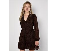 Minikleid APRICOT "Chiffonkleid", Damen, Gr. S (36), N-Gr, braun (rust), pflegeleicht, Obermaterial: 100% Polyester PES., gemustert, normal, V-Ausschnitt, Bündchen, Kleider Minikleid, mit Paisleymuste