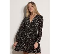 Minikleid APRICOT "Daisy Spray Wickelkleid", Damen, Gr. L (40), N-Gr, schwarz, gewebt, Futter: 100% Viskose LENZING LenzingCV., gemustert, Modisch, Ärmelbündchen, Kleider Minikleid, mit Blousonärmeln 