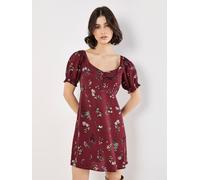 Minikleid APRICOT "Florales Kleid", Damen, Gr. M (38), N-Gr, rot (burgund), Obermaterial: 100% Viskose LENZING ECOVERO CV LenzEcov., geblümt, Kleider Minikleid, mit gesmoktem Rücken (86423128-38) burg