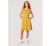 Minikleid APRICOT "Geblümtes Kleid", Damen, Gr. XL (42), N-Gr, gelb, gewebt, Obermaterial: 100% Viskose CV., geblümt, normal, V-Ausschnitt, Kleider Minikleid, mit Rüschen und Gänseblümchen (34548027-4