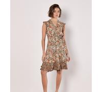 Minikleid APRICOT "Geblümtes Minikleid", Damen, Gr. XL (42), N-Gr, grün (khaki), gewebt, Obermaterial: 100% Viskose CV., geblümt, normal, V-Ausschnitt, Kleider Minikleid, mit Rüschen (51659304-42) kha