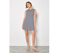 Minikleid APRICOT "Gestreiftes Jersey-Mini-Kleid", Damen, Gr. M (38), N-Gr, blau (navy), Strick, Obermaterial: 80% Viskose CV. 16% Polyamid PA. 4% Elasthan EL., gemustert, U-Boot-Ausschnitt, Kleider M
