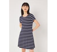 Minikleid APRICOT "Gestreiftes Jersey-Minikleid", Damen, Gr. XL (42), N-Gr, blau (navy), gewebt, Obermaterial: 83% Viskose CV. 16% Polyester PES. 1% Eiderdaune Eider., gestreift, Kleider Minikleid, mi