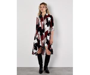 Minikleid APRICOT "Hemdkleid", Damen, Gr. S (36), N-Gr, rot (burgund), gewebt, Obermaterial: 100% Viskose LENZING ECOVERO CV LenzEcov., gemustert, figurumspielend, V-Ausschnitt, Knopf, Kleider Minikle