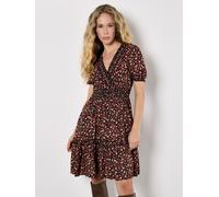 Minikleid APRICOT "Mini-Kleid", Damen, Gr. L (40), N-Gr, orange, gewebt, Obermaterial: 100% Viskose CV., geblümt, V-Ausschnitt, Kleider Minikleid, mit Smokdetails und Blumenmuster (87493139-40) orange