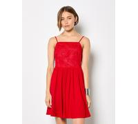 Minikleid APRICOT "Mini-Kleid mit Cami-Träger und Wimpernstickerei", Damen, Gr. XL (42), N-Gr, rot, gewebt, Obermaterial: 85% Viskose CV. 12% Leinen LI. 3% Baumwolle CO., gemustert, eckiger Ausschnitt