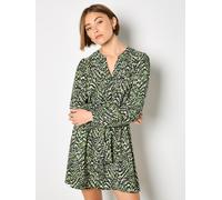 Minikleid APRICOT "Mini-Kleid mit Tier-Ikat-Print", Damen, Gr. M (38), N-Gr, grün, gewebt, Obermaterial: 90% Viskose LENZING ECOVERO CV LenzEcov. 10% Nylon NY., V-Ausschnitt, Knopf, Kleider Minikleid,