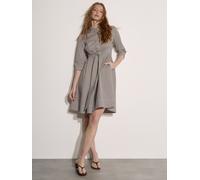 Minikleid APRICOT "Minikleid aus Baumwolle", Damen, Gr. L (40), N-Gr, braun, gewebt, Obermaterial: 95% Baumwolle CO. 5% Elasthan EL., gestreift, normal, Manschetten, Kleider Minikleid, mit seitlichen