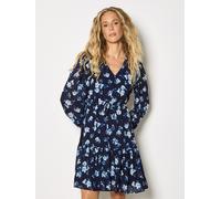 Minikleid APRICOT "Minikleid", Damen, Gr. L (40), N-Gr, blau (navy), Obermaterial: 100% Polyester Pol. recyc.., geblümt, V-Ausschnitt, Puffärmel, Kleider Minikleid, mit Blumenprint (17621702-40) navy