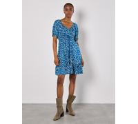 Minikleid APRICOT "Minikleid", Damen, Gr. L (40), N-Gr, blau, Obermaterial: 100% Viskose CV., geblümt, normal, Puffärmel Elastisch, Kleider Minikleid, mit Blumenmuster und Bardot-Ausschnitt (99660142-