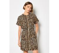 Minikleid APRICOT "Minikleid", Damen, Gr. S (36), N-Gr, braun, gewebt, Obermaterial: 86% Viskose LENZING ECOVERO CV LenzEcov. 12% Viskose CV. 2% Leinen LI., Krempelärmel, Kleider Minikleid, Druck (418