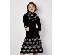 Minikleid APRICOT "Minikleid", Damen, Gr. S (36), N-Gr, schwarz, Strick, Obermaterial: 70% Viskose CV. 30% Nylon NY., Rundhals, Gerippt, Kleider Minikleid, mit Routenmuster und Snood (70722333-36) sch