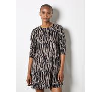 Minikleid APRICOT "Minikleid", Damen, Gr. XXL (44), N-Gr, weiß (stein), leichter Strick, Obermaterial: 95% Polyester PES. 5% Elasthan EL., normal, Rundhals, Kleider Minikleid, mit Zebramuster (1154233