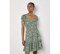 Minikleid APRICOT "Paisley-Milchmädchen-Minikleid", Damen, Gr. S (36), N-Gr, grün, gewebt, Obermaterial: 99% Viskose CV. 1% metallisierte Fasern MTF., gemustert, normal, Fledermausärmel, Kleider Minik