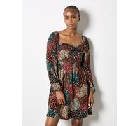Minikleid APRICOT "Patchwork Kleid", Damen, Gr. XS (34), N-Gr, braun, Obermaterial: 100% Viskose LENZING ECOVERO CV LenzEcov., Kleider Minikleid, mit Blumen- und Zebramuster (12215641-34) braun