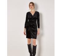 Minikleid APRICOT "Samt-Wickel-Minikleid", Damen, Gr. L (40), N-Gr, schwarz, gewebt, Obermaterial: 92% Polyester PES. 8% Elasthan EL., Kleider Minikleid, mit Strasssteinen (25292503-40) schwarz