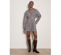 Minikleid APRICOT "Streifenkleid mit V-Ausschnitt", Damen, Gr. XL (42), N-Gr, braun, gewebt, Obermaterial: 100% Baumwolle CO., gestreift, Modisch, V-Ausschnitt, 2-Knopf-Manschette, Kleider Minikleid, 