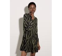 Minikleid APRICOT "Swing-Strickkleid", Damen, Gr. 16, Normalgrößen, gewebt, grün (khaki), gewebt, , Modisch, normal, hoch geschlossener Ausschnitt, gerader Abschluss, Kleider Minikleid, mit Zebradruck