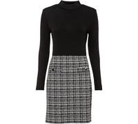 Minikleid BONPRIX, Damen, Gr. 44/46 (L), N-Gr, schwarz, weiß boucle, Obermaterial: 70% Polyester, 30% Viskose. Unterteil: 70% Polyester, 28% Viskose, 2% Elasthan, festlich, schmal, Kleider Minikleid,