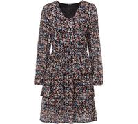 Minikleid BONPRIX, Damen, Gr. 36/38 (S), N-Gr, schwarz geblümt, Obermaterial: 96% Polyester, 4% Elasthan. Futter: 100% Polyester, ausgestellt, Kleider Minikleid, für vielseitige Größen von 32/34 bis 4