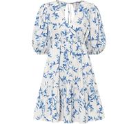 Minikleid BONPRIX, Damen, Gr. 40, N-Gr, weiß (weiß, hellblau floral), Obermaterial: 100% Baumwolle, A-Linie, Kleider Minikleid, für eleganten Look, aus Baumwolle, A-Linie Passform, Kurzarm-Design (742