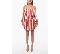 Minikleid aus Viskose mit ausgewogenen Streifen und schulterfreiem Design in Rot EU 34 / IT 38