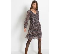 Minikleid BONPRIX, Damen, Gr. 40/42 (M), N-Gr, schwarz geblümt, Obermaterial: 96% Polyester, 4% Elasthan. Futter: 100% Polyester, ausgestellt, Kleider Minikleid, für vielseitige Größen von 32/34 bis 4