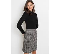 Minikleid BONPRIX, Damen, Gr. 44/46 (L), N-Gr, schwarz, weiß boucle, Obermaterial: 70% Polyester, 30% Viskose. Unterteil: 70% Polyester, 28% Viskose, 2% Elasthan, festlich, schmal, Kleider Minikleid,
