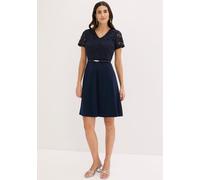Minikleid BONPRIX, Damen, Gr. 52, N-Gr, blau (dunkelblau (länge: regulär)), Obermaterial: 95% Polyester, 5% Elasthan. Futter: 100% Polyester. Spitze: 70% Baumwolle, 30% Polyester, festlich, ausgestell