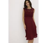 Minikleid BONPRIX "Minikleid mit Spitze", Damen, Gr. 36, N-Gr, rubinrot, Obermaterial: 100% Polyester. Futter: 100% Polyester. Spitze: 100% Polyester, tailliert, Kleider Minikleid, für besondere Anläs