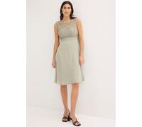 Minikleid BONPRIX "Minikleid mit Spitze", Damen, Gr. 50, N-Gr, grün (seegras), Obermaterial: 100% Polyester. Futter: 100% Polyester. Spitze: 100% Polyester, tailliert, Kleider Minikleid, für besondere
