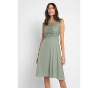 Minikleid BONPRIX "Minikleid mit Spitze", Damen, Gr. 54, N-Gr, grün (seegras), Obermaterial: 100% Polyester. Futter: 100% Polyester. Spitze: 100% Polyester, tailliert, Kleider Minikleid, für besondere