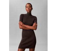 Minikleid CALVIN KLEIN JEANS, Damen, Gr. M (40), N-Gr, coal, Strick, Obermaterial: 65% Polyester, 35% metallisierte Fasern, unifarben, figurbetont mini, Rundhals, eingesetzt gerader Abschluss, Kleider