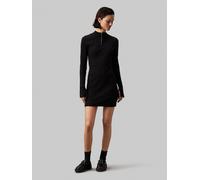 Calvin Klein Jeans Damen Kleid Half Zip Dress Langarm, Schwarz (Ck Black), M