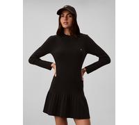 Minikleid CALVIN KLEIN "MOCKNECK MINIDRESS", Damen, Gr. L, N-Gr, Langarm, Web, schwarz, Web, Obermaterial: 100% Baumwolle, unifarben, regular fit mini, Rundhals, eingesetzt gerader Abschluss, Kleider