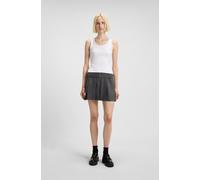 Minikleid HUGO BLUE "Norila", Damen, Gr. S (36), N-Gr, weiß (weiß 100), Jersey, Obermaterial: 96% Baumwolle, 4% Elasthan, casual, mini, tiefer Rundhals, ohne Ärmel, Kleider, Slim Fit, mit plissiertem