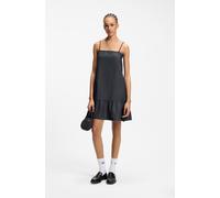 Minikleid HUGO "Kabati", Damen, Gr. 44, N-Gr, schwarz (navy 410), Denim/Jeans, Obermaterial: 65% Baumwolle, 28% Leinen, 7% Viskose, unifarben, mini, Kleider Minikleid, im Denim-Look, abgesenkter Saum