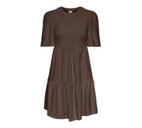 Minikleid JDY "JDYCARLA CATHINKA S/S DRESS JRS NOOS", Damen, Gr. L, N-Gr, braun (chocolate braun), Jersey, Obermaterial: 95% Polyester, 5% Elasthan, unifarben, regular fit kniefrei, Rundhals, Kleider