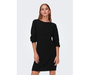 Minikleid JDY "JDYWHITNEY MEGAN L/S BOAT DRESS KNT NOOS", Damen, Gr. M, N-Gr, schwarz (schwarz detail:w schwarz ply), Rippstrick, Obermaterial: 88% Polyacryl, 12% Polyester, relaxed fit kurz, U-Boot-A