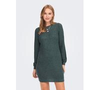 Minikleid JDY "JDYWHITNEY MEGAN L/S BOAT DRESS KNT NOOS", Damen, Gr. XL, N-Gr, grün (north atlantic detail:w schwarz ply), Rippstrick, Obermaterial: 88% Polyacryl, 12% Polyester, relaxed fit kurz, U-B