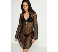 Minikleid LSCN BY LASCANA, Damen, Gr. 34, N-Gr, schwarz, Stoff, Obermaterial: 94% Polyester, 6% Elasthan. Besatz: 95% Polyester, 5% Elasthan, unifarben, figurumspielend mini, Rundhals, Kleider Minikle