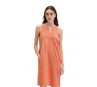 Midikleid MARC O'POLO "aus bedrucktem Baumwoll-Voile", Damen, Gr. 42, Normalgrößen, light orange, Obermaterial: 100% Baumwolle. Futter: 100% Modal, bedruckt, loose fit knielang, V-Ausschnitt, paspelie