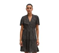 Minikleid MARC O'POLO "aus fließender Viskose", Damen, Gr. 42, Normalgrößen, schwarz-weiß (medium braun), Obermaterial: 100% Viskose, bedruckt, regular fit kurz, Bündchen, Kleider Minikleid (37357835-