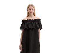 Minikleid MARC O'POLO "aus weicher Ramiefaser", Damen, Gr. 36, Normalgrößen, schwarz, Obermaterial: 100% Ramie, unifarben, loose fit kurz, Carmenausschnitt, Rüschen, Kleider Minikleid (43645859-36) sc